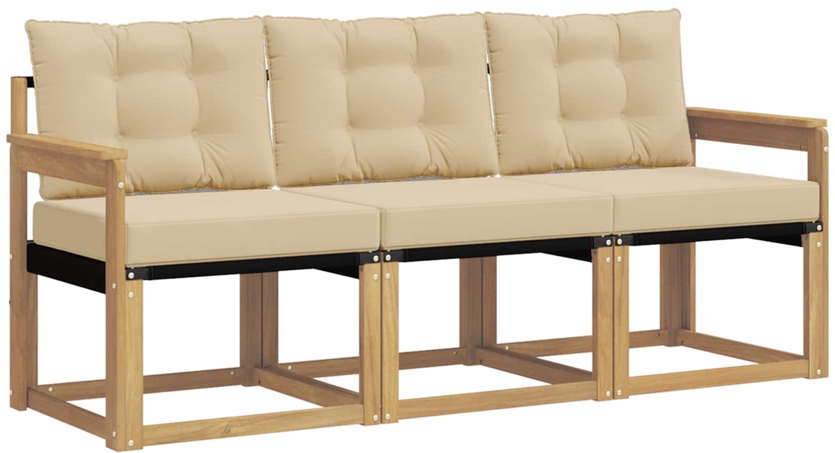 vidaXL Buiten - bank - set - 3 - st - 3-zits - Wit - en - Beige Wit en Beige