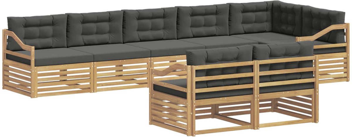 vidaXL Buiten - bank - set - 8 - st - 8-zits - Wit - en - antracietkleurig - Polyester Wit en antracietkleurig