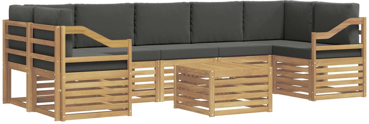vidaXL Buiten - bank - set - 8 - st - 7-zits - Wit - en - antracietkleurig - Polyester Wit en antracietkleurig