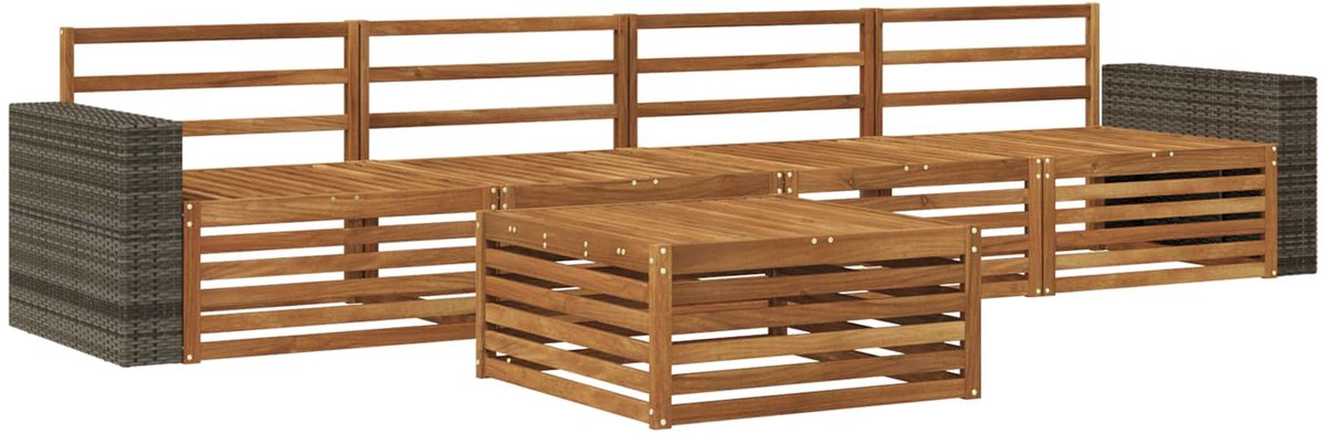 vidaXL Buiten - bank - set - 5 - st - 4-zits - Naturel - Massief - Acacia - Hout