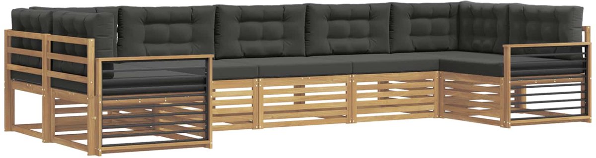 vidaXL Buiten - bank - set - 7 - st - 7-zits - Wit - en - antracietkleurig Wit en antracietkleurig