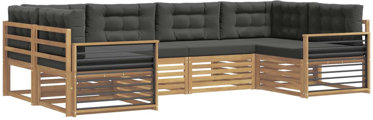 vidaXL Buiten - bank - set - 6 - st - 6-zits - Wit - en - antracietkleurig Wit en antracietkleurig