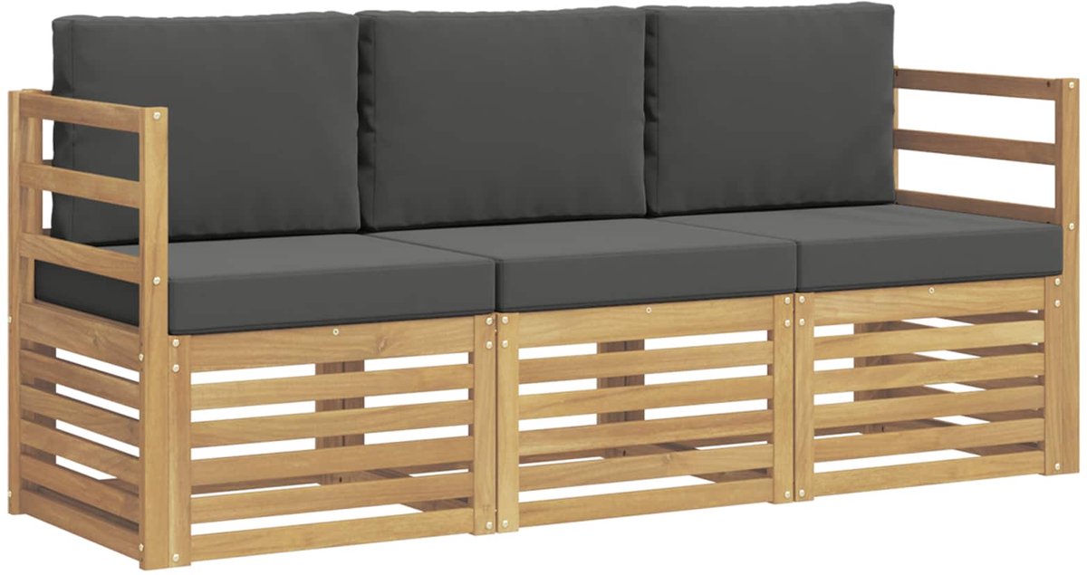 vidaXL Buiten - bank - set - 3 - st - 3-zits - Wit - en - antracietkleurig - Polyester Wit en antracietkleurig