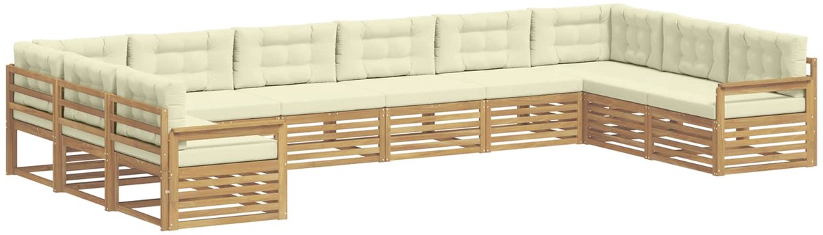 vidaXL Sofa-Sets - 10 - st - 10-zits - White - and - Cream - Polyester Wit en crèmekleurig