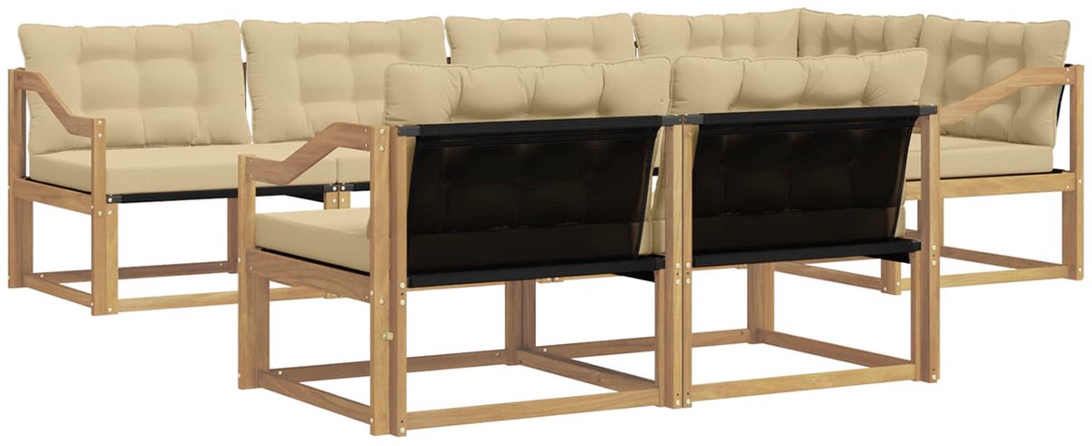 vidaXL Buiten - bank - set - 7 - st - 7-zits - Wit - en - Beige Wit en Beige