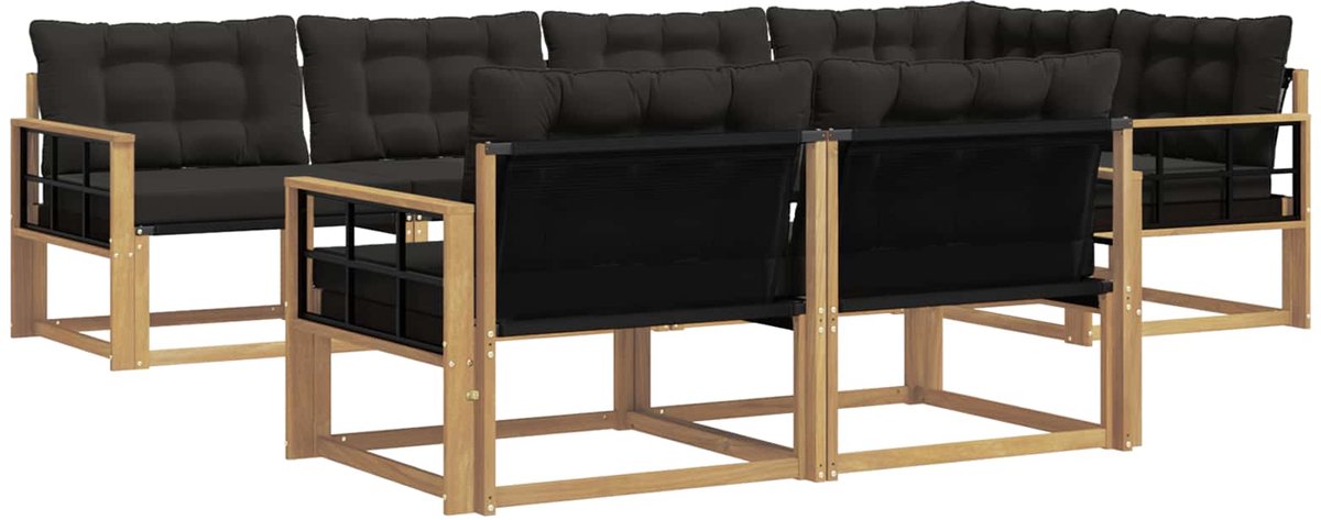 vidaXL Buiten - bank - set - 7 - st - Wit - en - zwart Wit en zwart