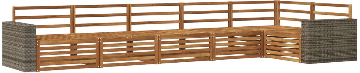 vidaXL Buiten - bank - set - 6 - st - 6-zits - Naturel - Massief - Acacia - Hout