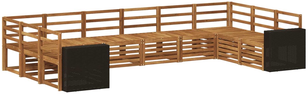 vidaXL Buiten - bank - set - 10 - st - 10-zits - Naturel - Massief - Acacia - Hout