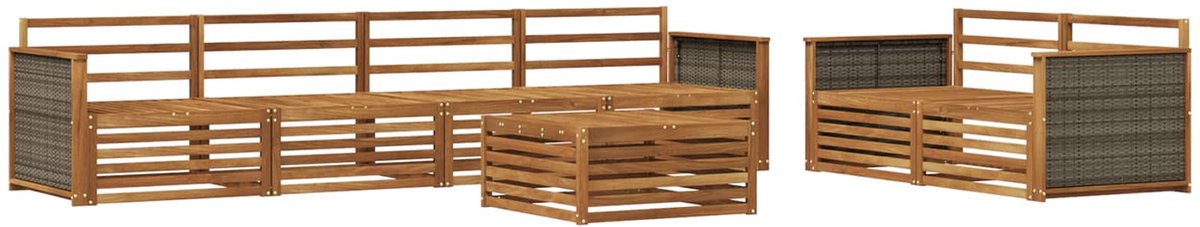 vidaXL Buiten - bank - set - 7 - st - 6-zits - Naturel - Massief - Acacia - Hout