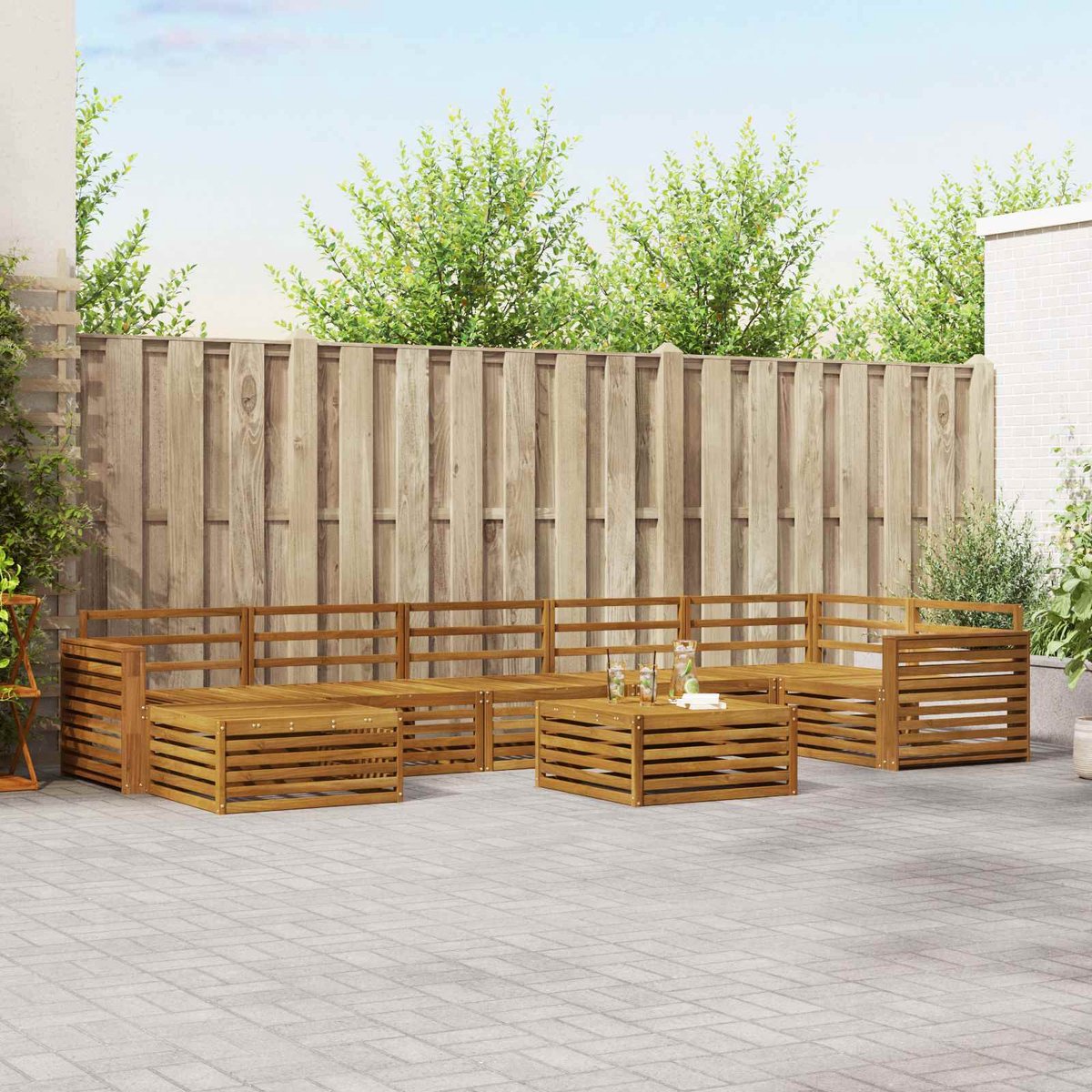 vidaXL Buiten - bank - set - 8 - st - 7-zits - Naturel - Massief - Acacia - Hout