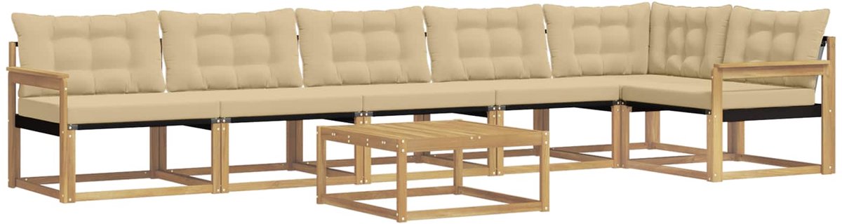 vidaXL Buiten - bank - set - 7 - st - Wit - en - Beige Wit en beige