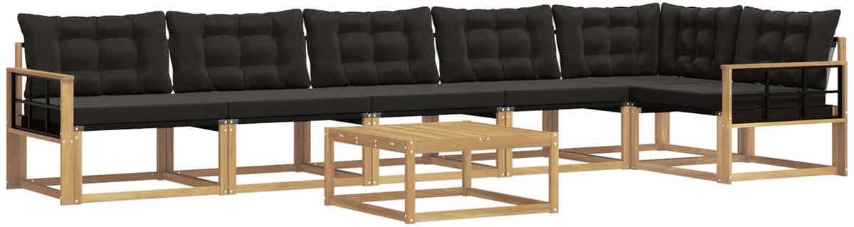vidaXL Buiten - bank - set - 7 - st - Wit - en - zwart Wit en zwart
