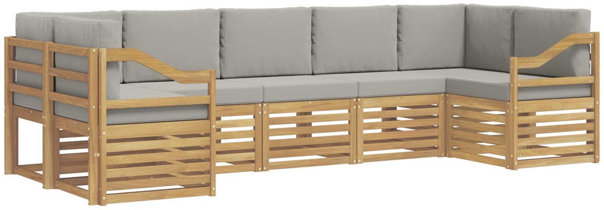 vidaXL Buiten - bank - set - 7 - st - 7-zits - Wit - en - Lichtgrijs - Polyester Wit en Lichtgrijs
