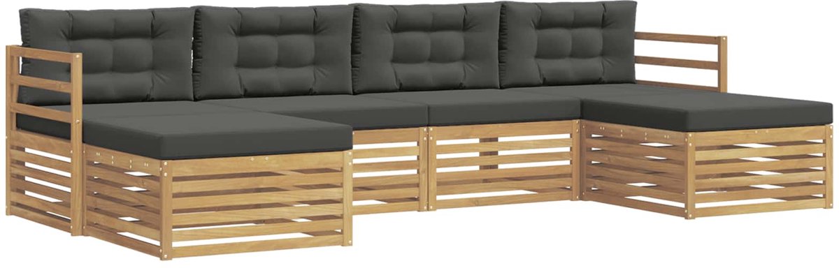 vidaXL Buiten - bank - set - 6 - st - 4-zits - Wit - en - antracietkleurig Wit en antracietkleurig