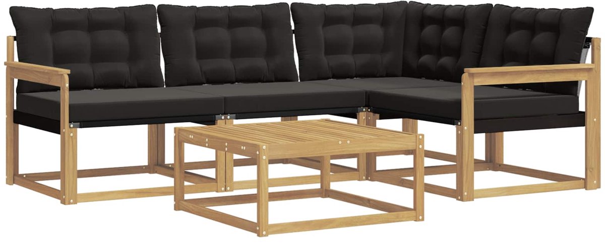 vidaXL Buiten - bank - set - 5 - st - Wit - en - zwart Wit en zwart
