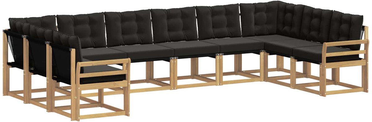 vidaXL Buiten - bank - set - 10 - st - 10-zits - Wit - en - zwart Wit en zwart