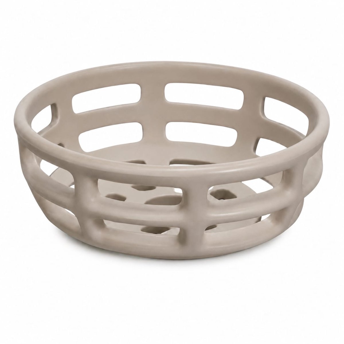 Fruitschaal Ø30 cm – Taupe – Stoneware – Modern Open Design – 11,8 cm Hoog – Luxe & Ventilerend – Stijlvolle Fruitschaal voor Keuken en Tafel