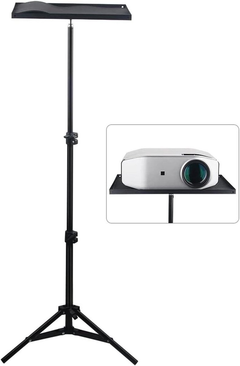Projectorstandaard - Projectorbeugel Statief - Presentaties Geven - Verstelbare Hoogte - 110-160cm - Zwart