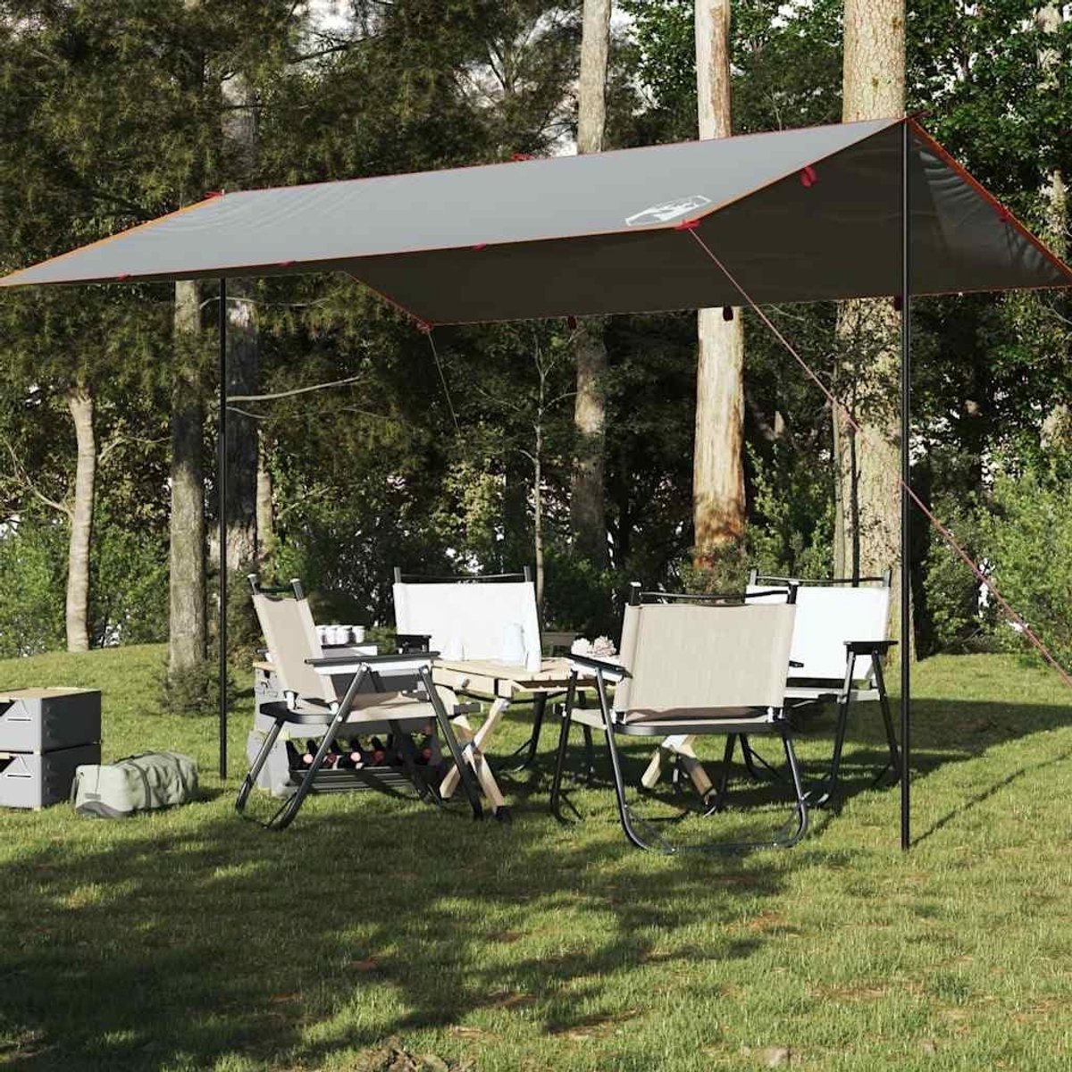 Waterdicht Tarp - Grondzeil Camping - Outdoor Bescherming - PU-Coating - 400 x 294 cm - Grijs Oranje