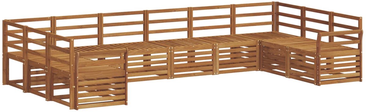 vidaXL Buiten - bank - set - 10 - st - 10-zits - Naturel - Massief - Acacia - Hout
