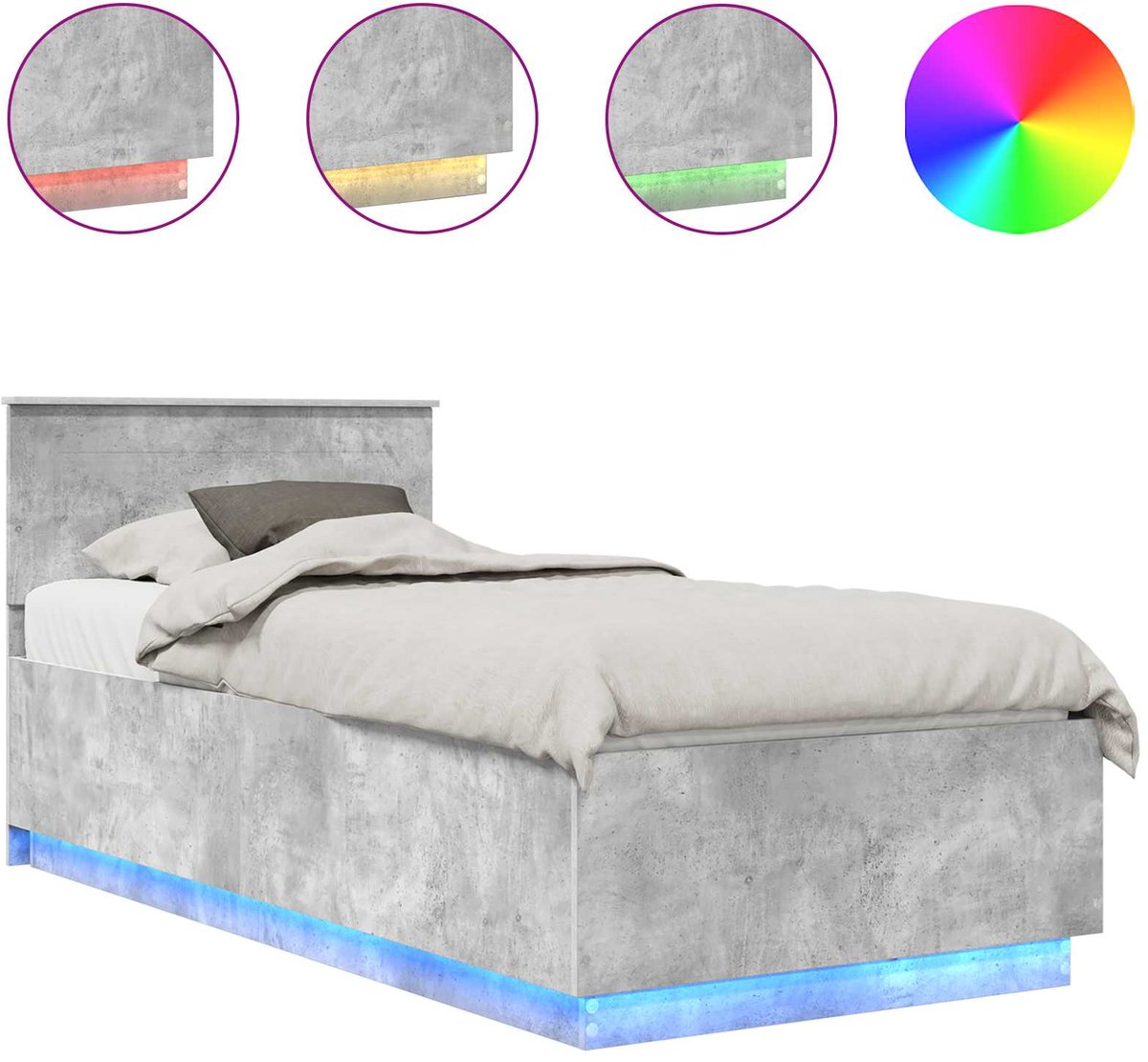 vidaXL Bedframe - Beton - Grijs - 70 - x - 190 - cm - Bewerkt - hout Concrete Grey