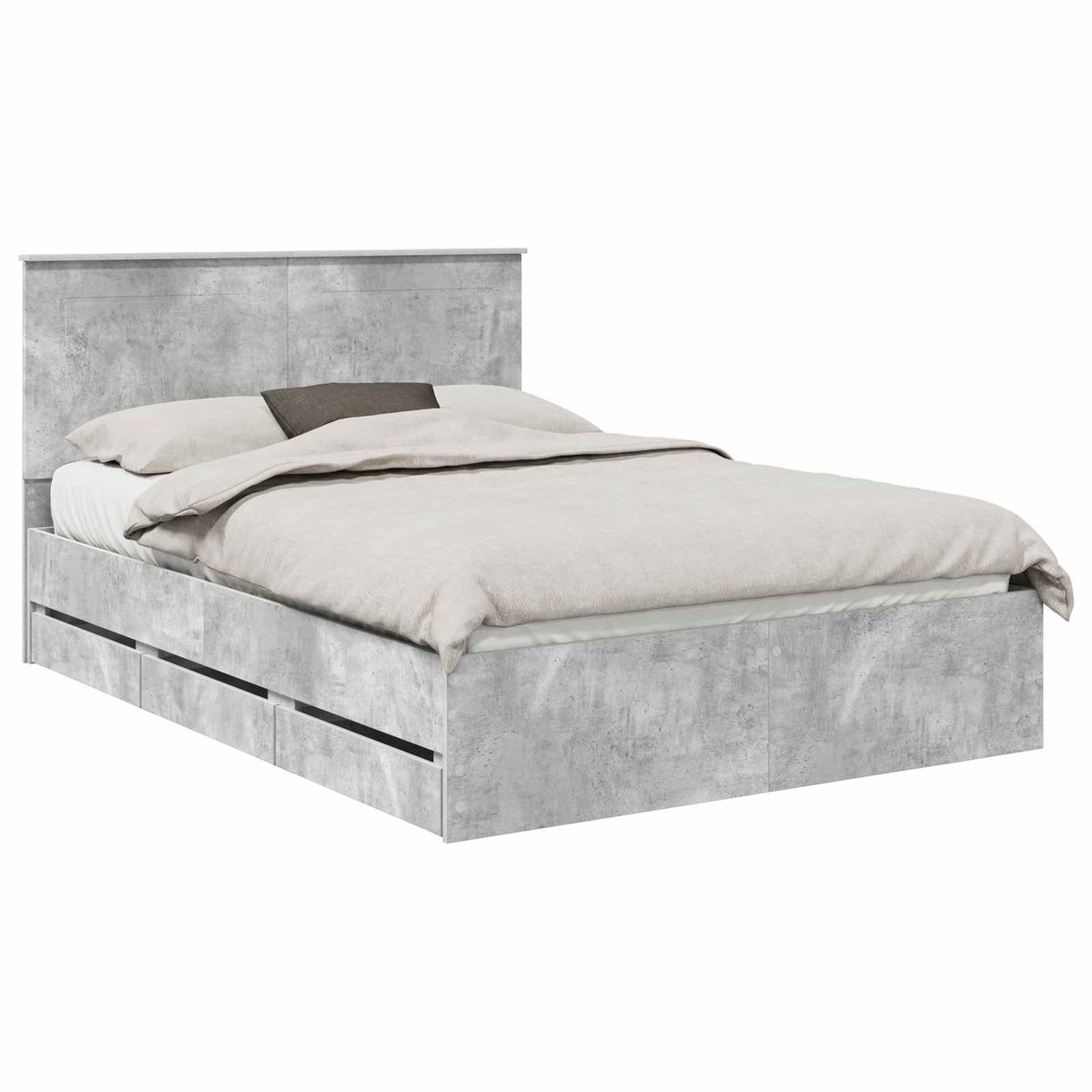 vidaXL Bedframe - met - lade - Beton - Grijs - 160 - x - 200 - cm - Ingenieurshout Beton grijs