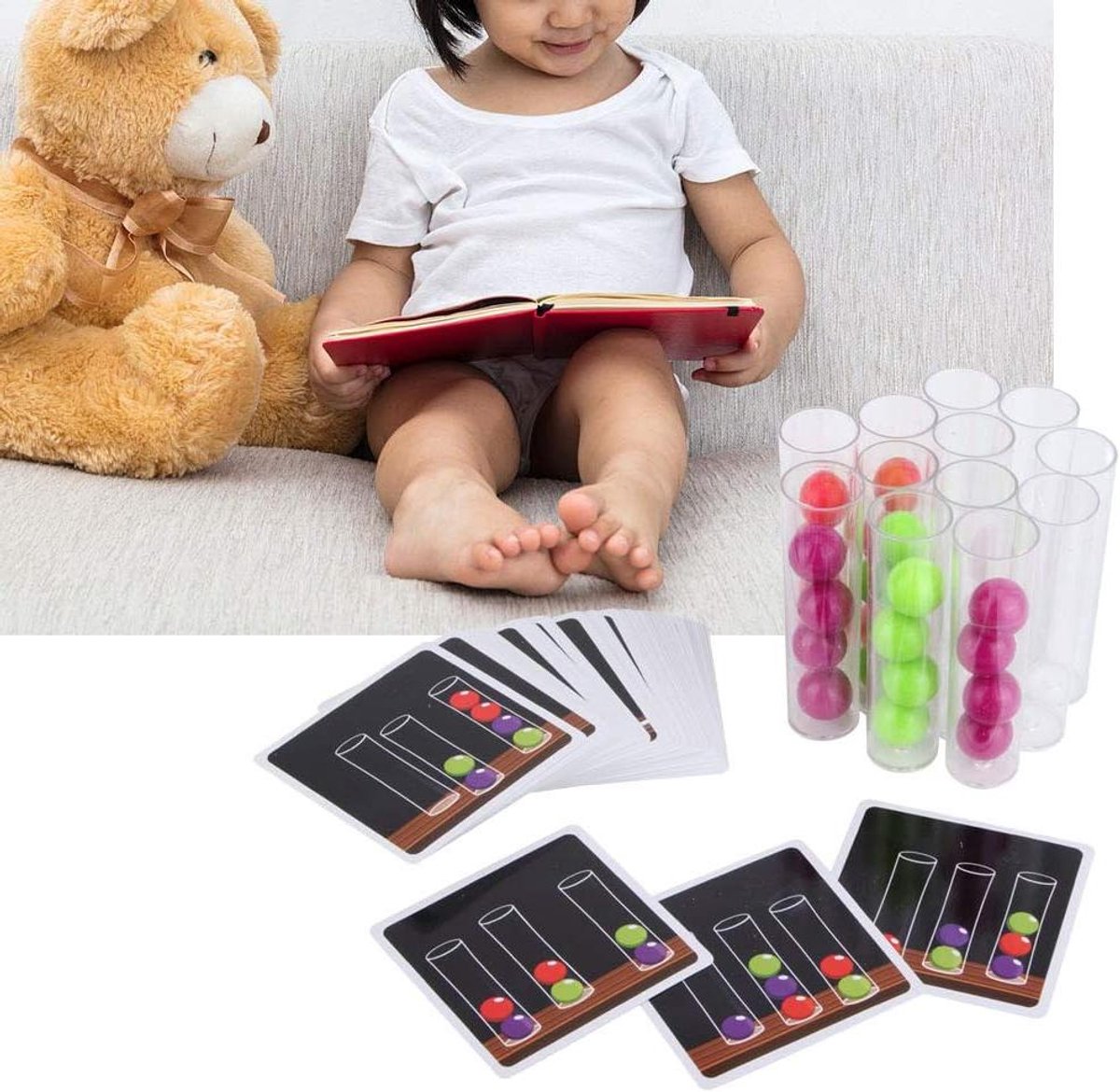 Reageerbuis Sorteerspeelgoed - Logica Puzzel Kind - Cognitieve Ontwikkeling - Meertraps Leercurve - 28 x 24 x 5 cm - Multicolor