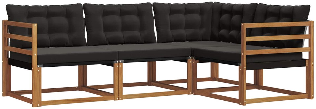 vidaXL Buiten - bank - set - 4 - st - Naturel - en - Zwart Naturel en Zwart