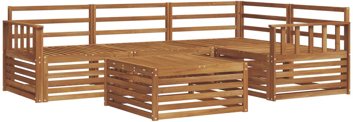 vidaXL Buiten - bank - set - 5 - st - 4-zits - Naturel - Massief - Acacia - Hout