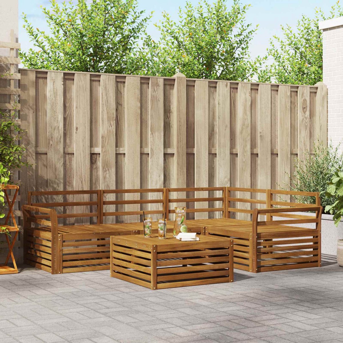 vidaXL Buiten - bank - set - 5 - st - 4-zits - Naturel - Massief - Acacia - Hout