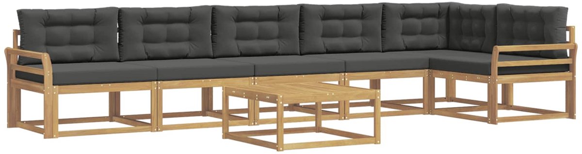 vidaXL Buiten - bank - set - 7 - st - 6-zits - Wit - en - antracietkleurig - Polyester Wit en antracietkleurig
