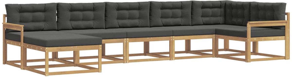 vidaXL Buiten - bank - set - 7 - st - 7-zits - Wit - en - antracietkleurig Wit en antracietkleurig