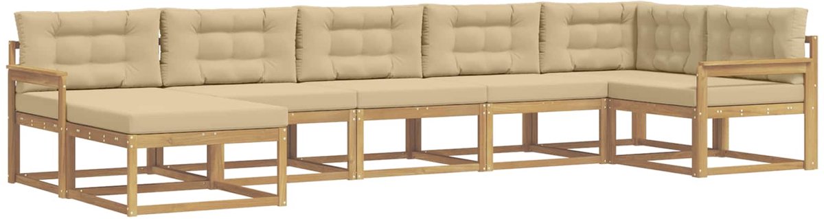 vidaXL Buiten - bank - set - 7 - st - 7-zits - Wit - en - Beige Wit en Beige