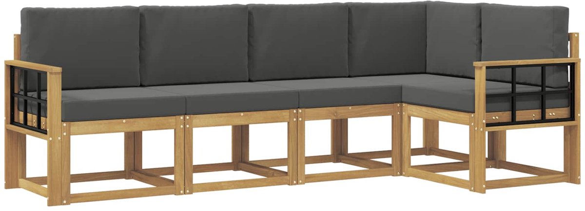 vidaXL Buiten - bank - set - 5 - st - 5-zits - Wit - en - antracietkleurig Wit en antracietkleurig