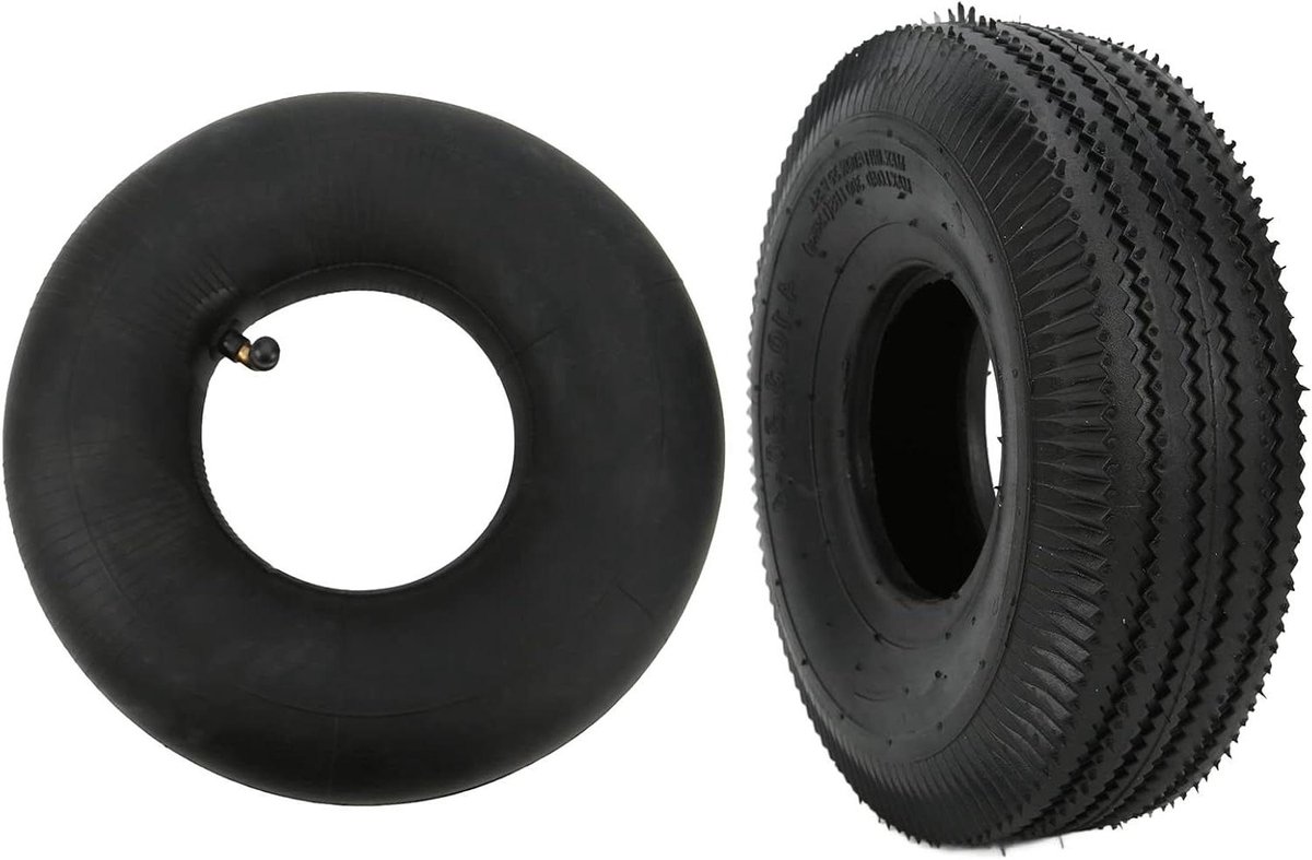 Binnenband en Buitenband - Rubberen Bandenset - Vervoer en Transport - Verdikte Rubberen Constructie - 4.10-3.50-4 - Zwart