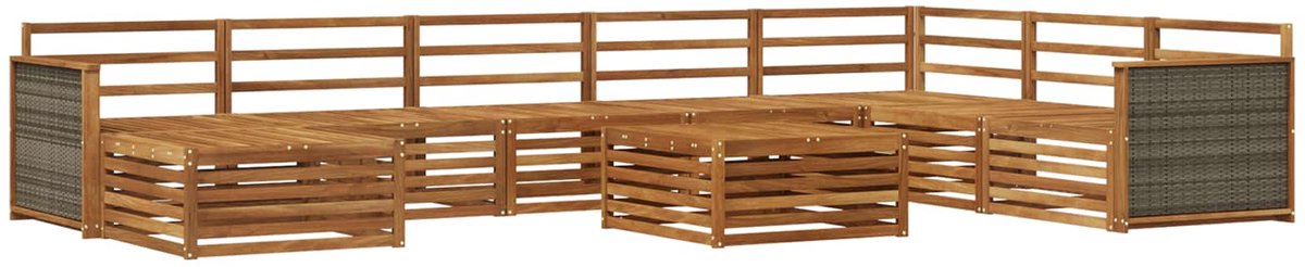vidaXL Buiten - bank - set - 9 - st - 7-zits - Naturel - Massief - Acacia - Hout