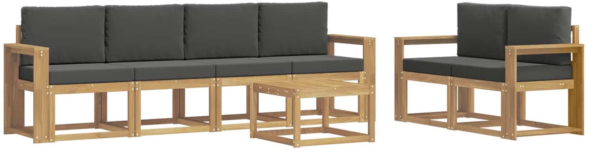 vidaXL Buiten - bank - set - 7 - st - 6-zits - Wit - en - antracietkleurig Wit en antracietkleurig