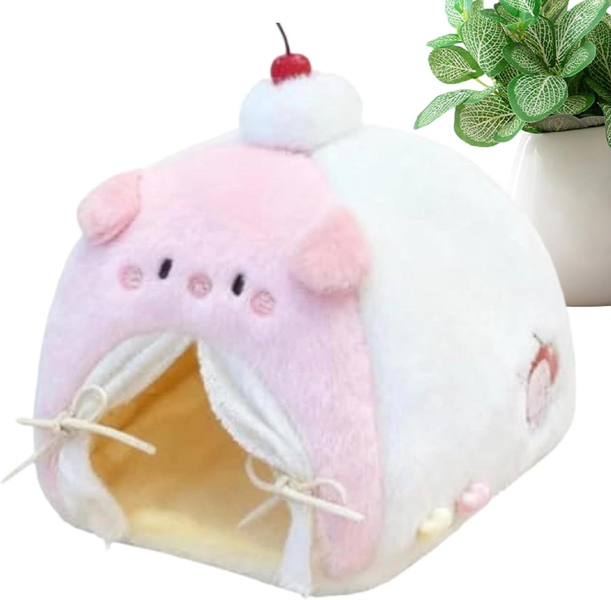 Poppenhuis Meubelset - Poppenbed Campingbed - Fantasierijk Spelen - Zachte Kleuren - 10 x 10 x 20 cm - Varken