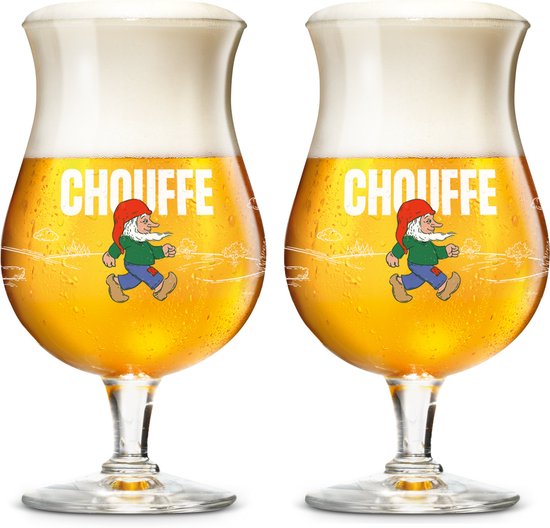 La Chouffe Bierglazen - 330 ml - 2 stuks - Bierglazen voor speciaalbier - Helder glas voor optimale smaakbeleving - Vaatwasserbestendig - 150 mm hoog - Glaswerk - Bierglazen