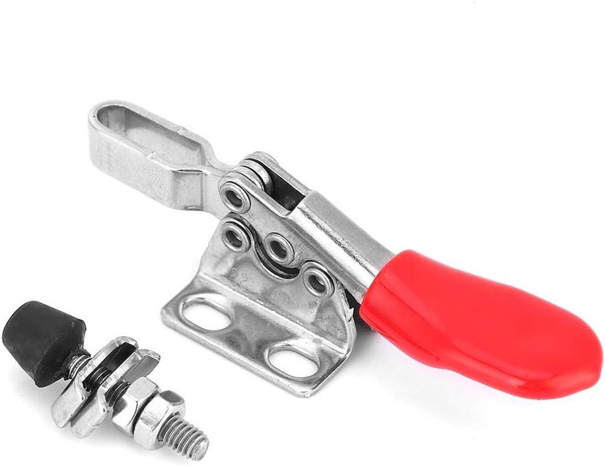 Snelspanklem Horizontaal - Hefboomspanner Werkbank - Werkstuk Fixeren - 304 Roestvrij Staal - 280 kg Houdkracht - Zilverkleurig