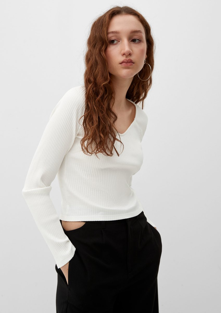 QS - female - Longsleeve met ribstructuur