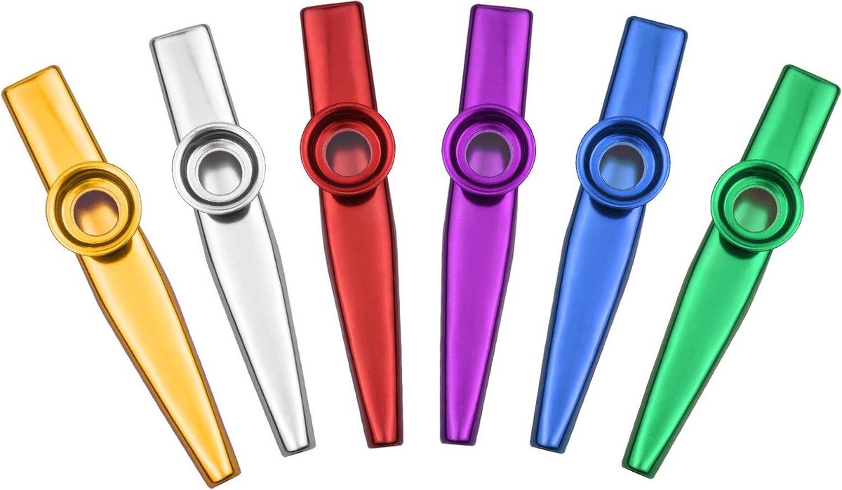 Kazoo Instrument Set - Muziek Speelgoed - Muziek Maken - Aluminiumlegering Constructie - 6 stuks - Willekeurige Kleuren