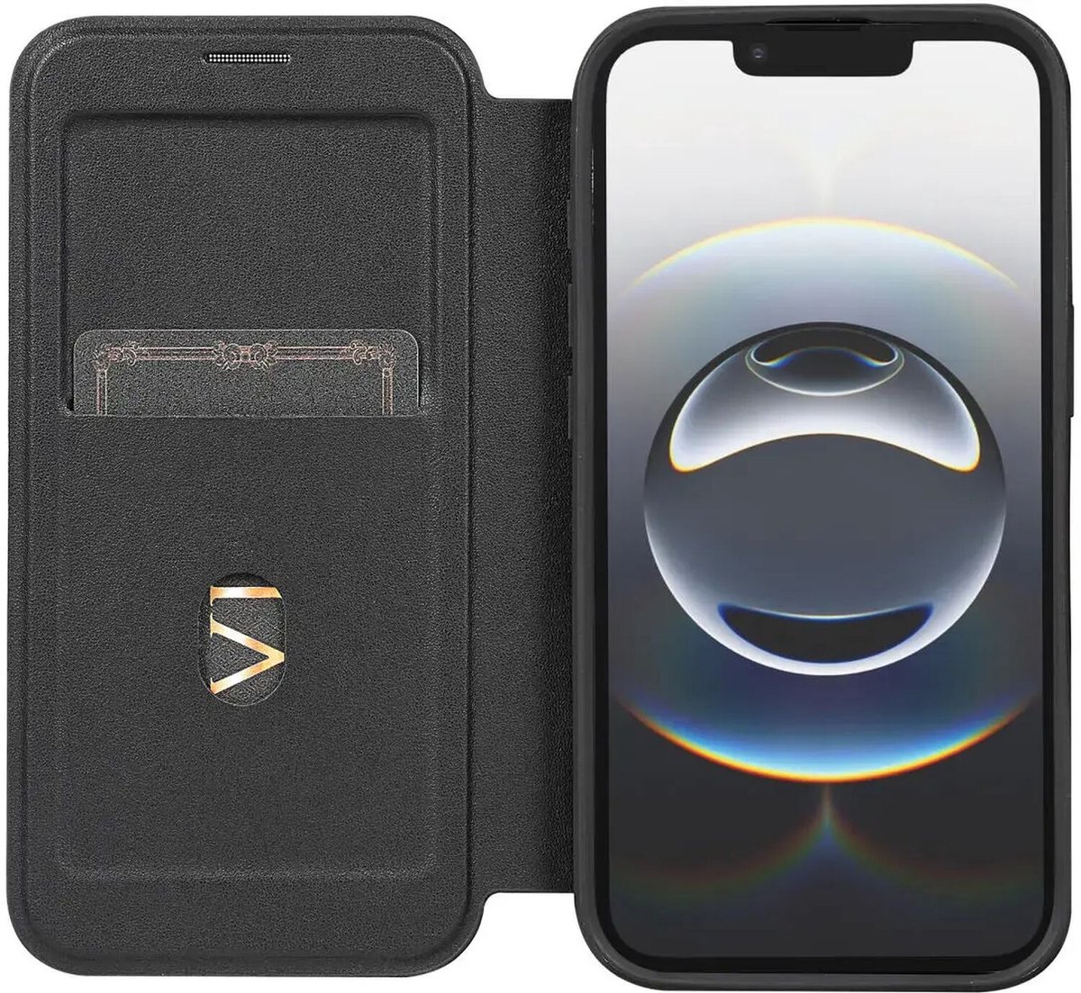 Portemonnee Hoesje Geschikt voor Apple iPhone 17e / 16e | Compatibel met MagSafe / Qi2 | Wallet Book Case met Magneet | Beschermhoes met Pasjeshouder | Transparant / Zwart