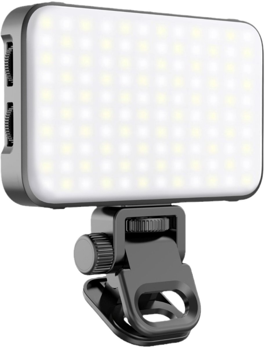 Verbeterde LED-telefoonlamp met zachte hoes en geïntegreerde houder, cameralamp, oplaadbare videobellenlamp met meerdere helderheidsinstellingen, selfielamp – Zwart, **Geschikt voor** smartphones.