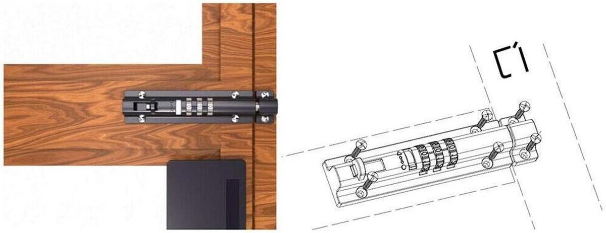 Gereedschap Deurvergrendeling - Schuifslot - Beveiliging Huis - Combinatieslot - 130 mm - Zwart