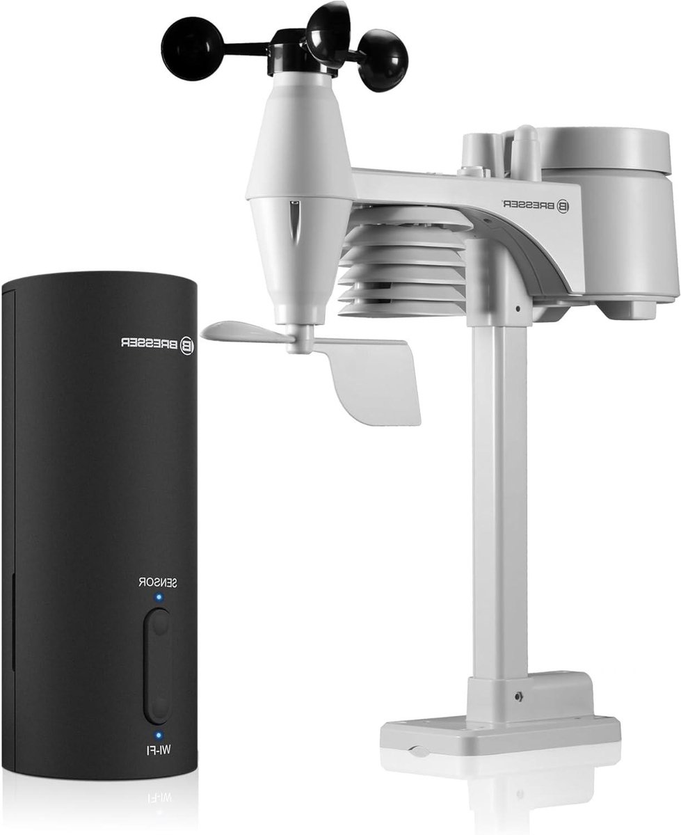 Wifi Weerstation - Weerstation met Sensor - Weergegevens Analyseren - 7-in-1 Buitensensor - Binnen/Buiten Meting - Zwart
