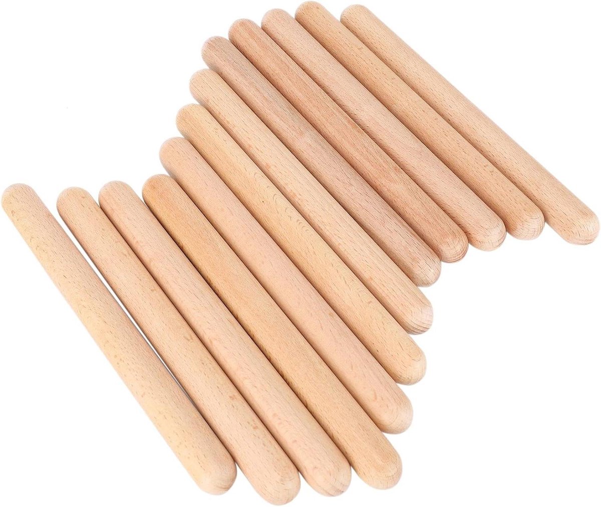 Ritme Sticks - Percussie Stokken - Muziek Ontwikkeling - Natuurlijk Hout - 12 Stuks - Houtkleur