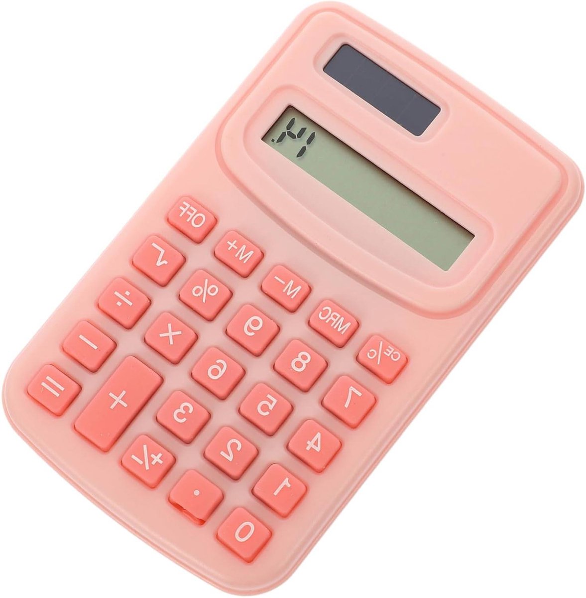 Rekenmachine - Mini calculator - Basis berekeningen - Schattig cartoon ontwerp - 10 x 65 x 1 cm - Roze