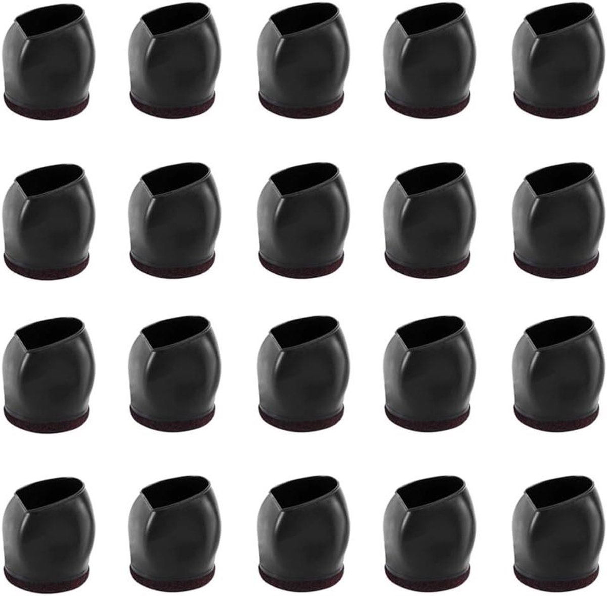 Stoelpootbeschermers - Meubeldoppen Vilt - Vloeren Beschermen - Strakke Elastische Pasvorm - 20 stuks - Zwart