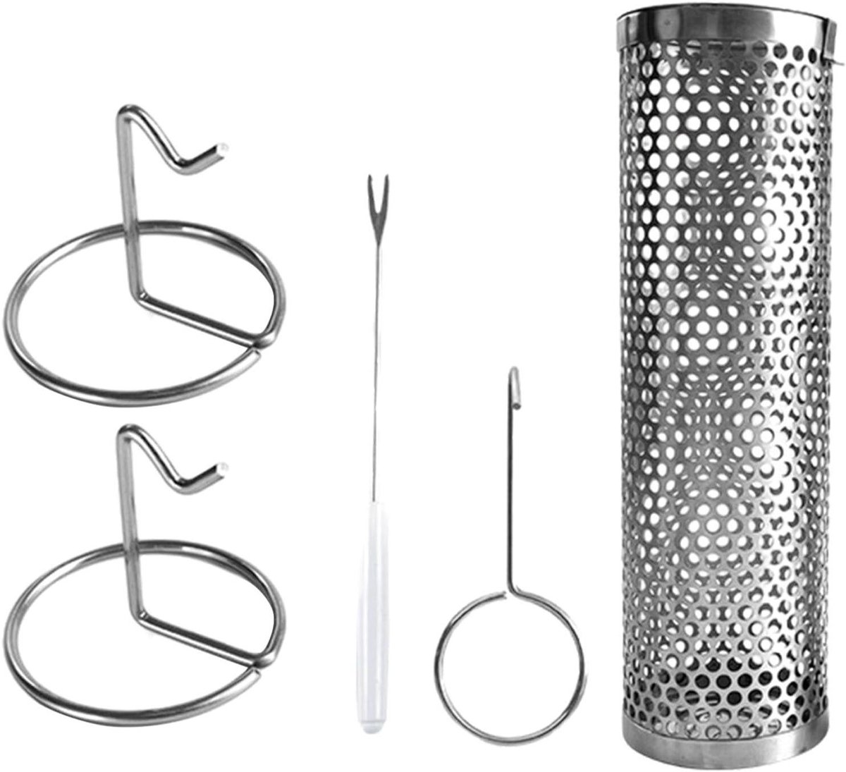 Grillmand - Rolmand Barbecue - Gelijkmatig Grillen - 360 Graden Rotatie - 317 cm - Zilver
